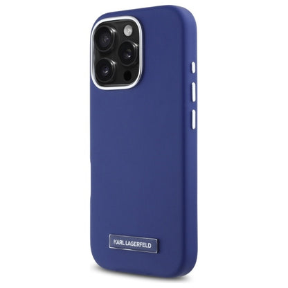Husa MagSafe pentru Apple iPhone 16 Pro Max, Karl Lagerfeld, FW Metal Plate, Albastra