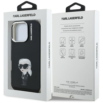 Husa MagSafe pentru Apple iPhone 16 Pro Max, Karl Lagerfeld, IML Aquarelle Logo Karl, Neagra