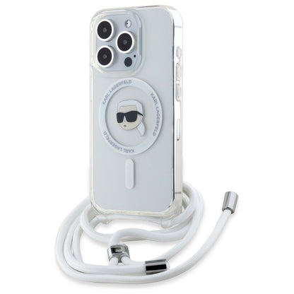 Husa MagSafe pentru Apple iPhone 16 Pro Max, Karl Lagerfeld, IML Crossbody Karl's Head, Transparenta