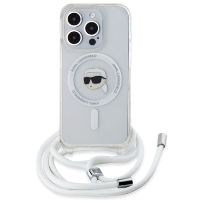 Husa MagSafe pentru Apple iPhone 16 Pro Max, Karl Lagerfeld, IML Crossbody Karl's Head, Transparenta