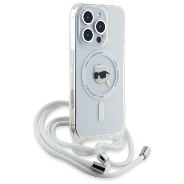 Husa MagSafe pentru Apple iPhone 16 Pro Max, Karl Lagerfeld, IML Crossbody Karl's Head, Transparenta