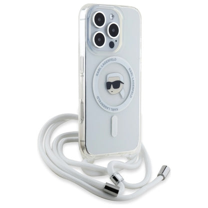 Husa MagSafe pentru Apple iPhone 16 Pro Max, Karl Lagerfeld, IML Crossbody Karl's Head, Transparenta