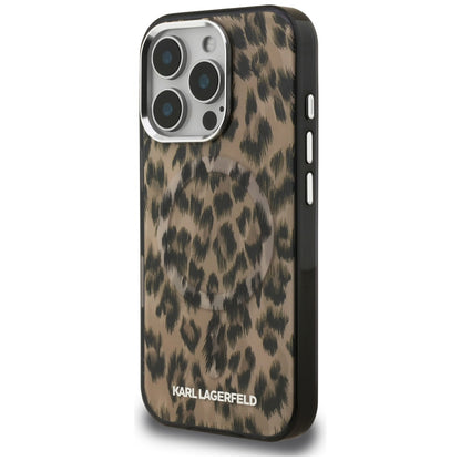 Husa MagSafe pentru Apple iPhone 16 Pro Max, Karl Lagerfeld, IML Leopard Pattern, Maro