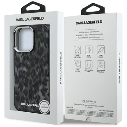 Husa MagSafe pentru Apple iPhone 16 Pro Max, Karl Lagerfeld, IML Leopard Pattern, Neagra