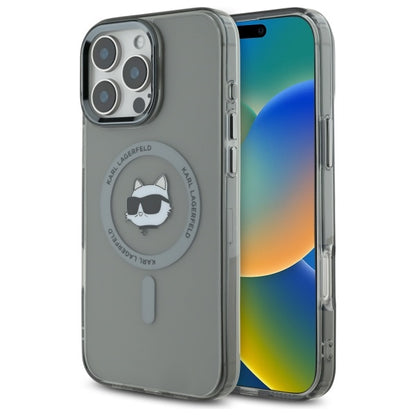 Husa MagSafe pentru Apple iPhone 16 Pro Max, Karl Lagerfeld, IML Metal Choupette's Head, Neagra