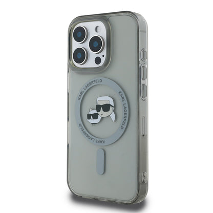 Husa MagSafe pentru Apple iPhone 16 Pro Max, Karl Lagerfeld, IML Metal Karl & Choupette's Heads, Neagra