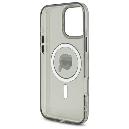 Husa MagSafe pentru Apple iPhone 16 Pro Max, Karl Lagerfeld, IML Metal Karl's Head, Neagra