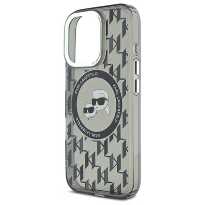 Husa MagSafe pentru Apple iPhone 16 Pro Max, Karl Lagerfeld, IML Monogram Karl & Choupette's Heads, Neagra
