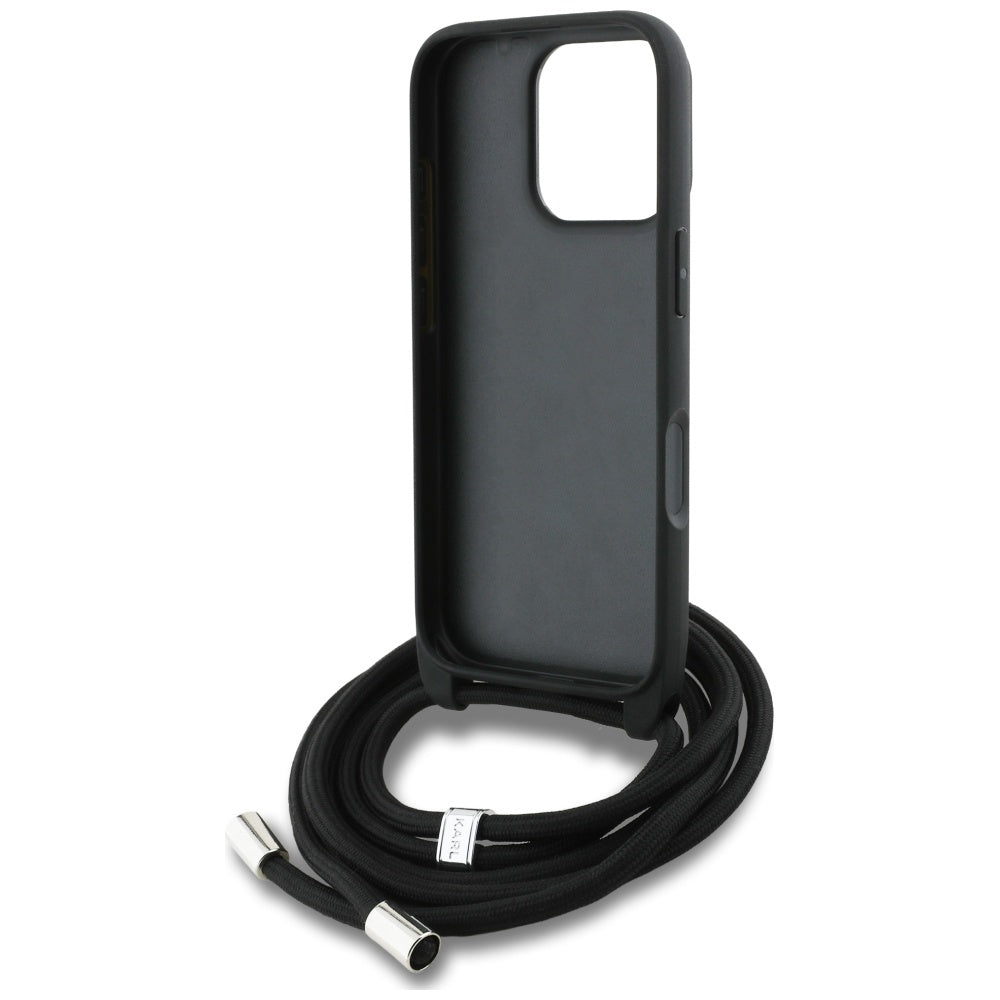 Husa MagSafe pentru Apple iPhone 16 Pro Max, Karl Lagerfeld, Saffiano Crossbody, Neagra
