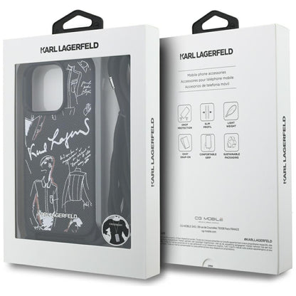 Husa MagSafe pentru Apple iPhone 16 Pro Max, Karl Lagerfeld, Saffiano Crossbody, Neagra