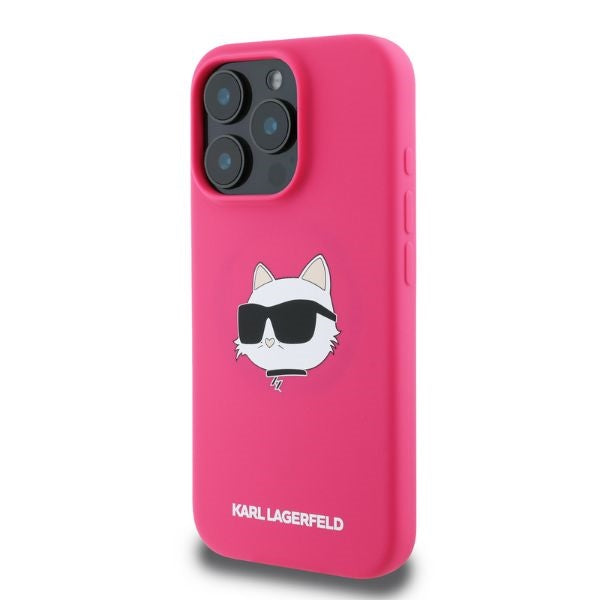 Husa MagSafe pentru Apple iPhone 16 Pro Max, Karl Lagerfeld, Silicone Choupette's Head, Fucsia