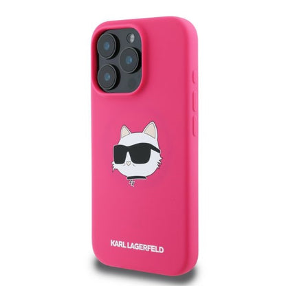 Husa MagSafe pentru Apple iPhone 16 Pro Max, Karl Lagerfeld, Silicone Choupette's Head, Fucsia