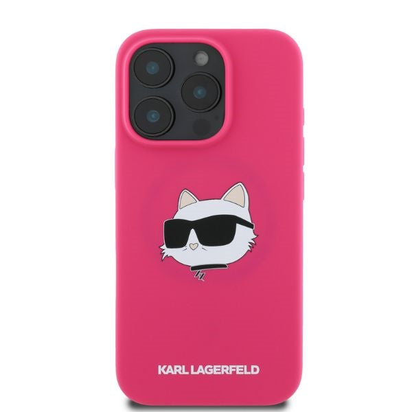 Husa MagSafe pentru Apple iPhone 16 Pro Max, Karl Lagerfeld, Silicone Choupette's Head, Fucsia