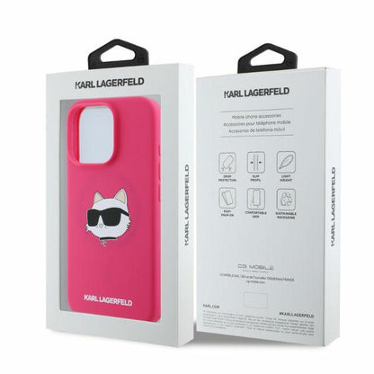 Husa MagSafe pentru Apple iPhone 16 Pro Max, Karl Lagerfeld, Silicone Choupette's Head, Fucsia