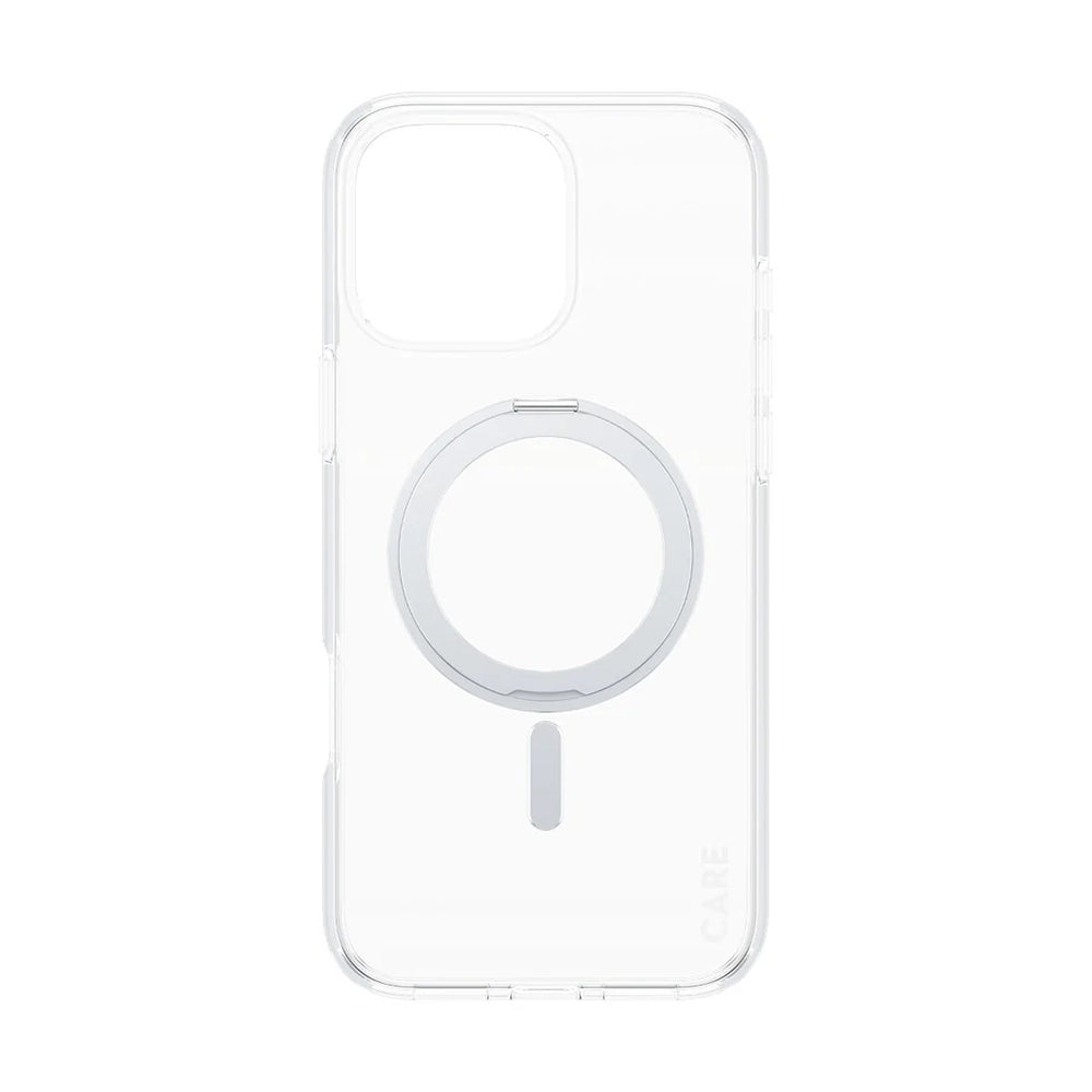 Husa MagSafe pentru Apple iPhone 16 Pro Max, PanzerGlass, Care Feature Kickstand, Transparenta Argintie