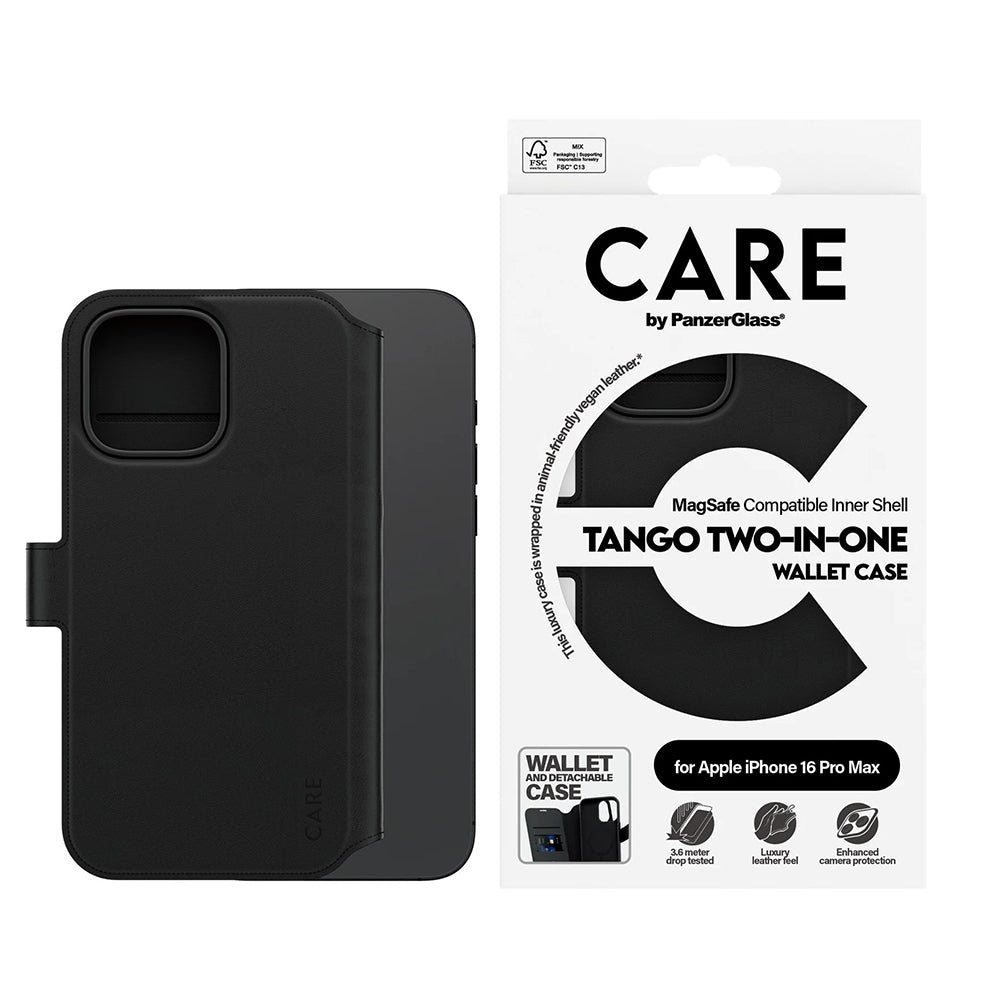 Husa MagSafe pentru Apple iPhone 16 Pro Max, PanzerGlass, Care Feature Tango Two-in-One, Neagra