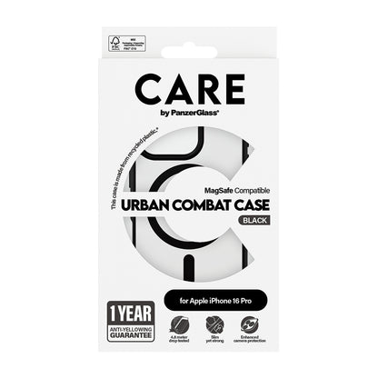 Husa MagSafe pentru Apple iPhone 16 Pro Max, PanzerGlass, Care Urban Combat, Neagra Transparenta