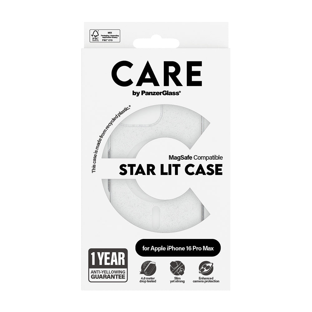 Husa MagSafe pentru Apple iPhone 16 Pro Max, PanzerGlass, Care Urban Combat Star Lit, Transparenta Alba