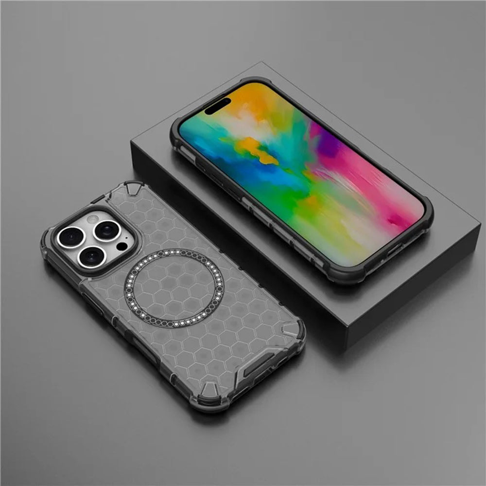 Husa MagSafe pentru Apple iPhone 16 Pro Max, Techsuit, HoneyComb Shield, Neagra