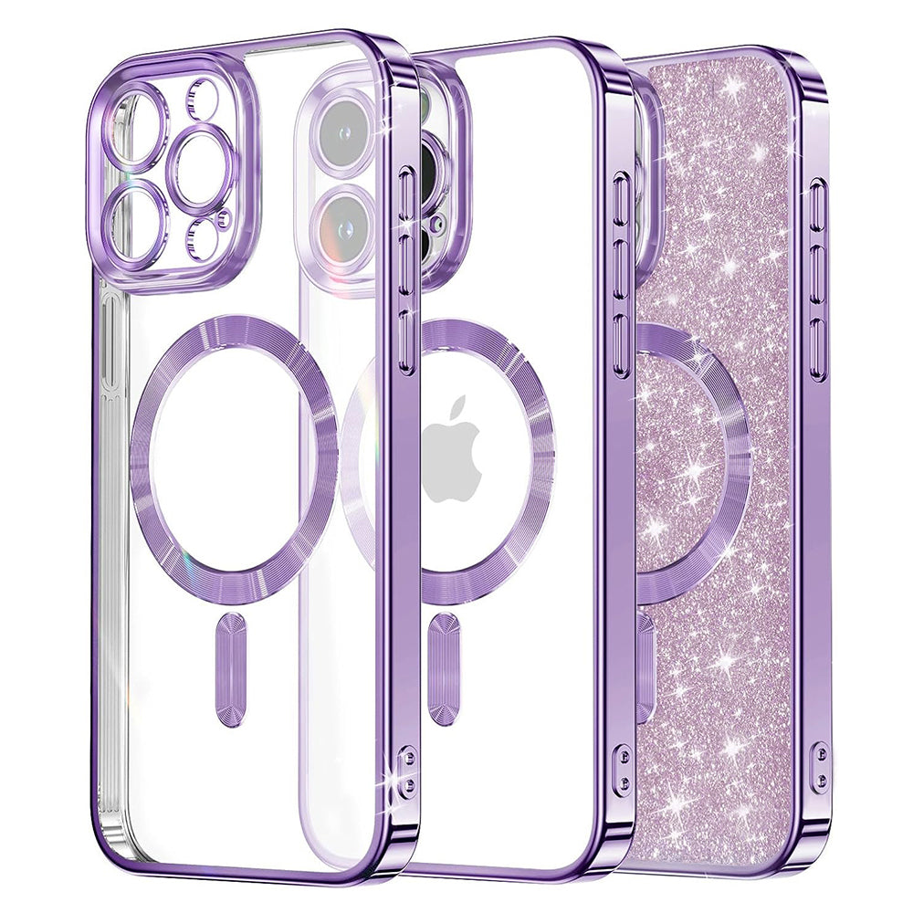 Husa MagSafe pentru Apple iPhone 16 Pro Max, Techsuit, Luxury Glitter, Mov Deschis