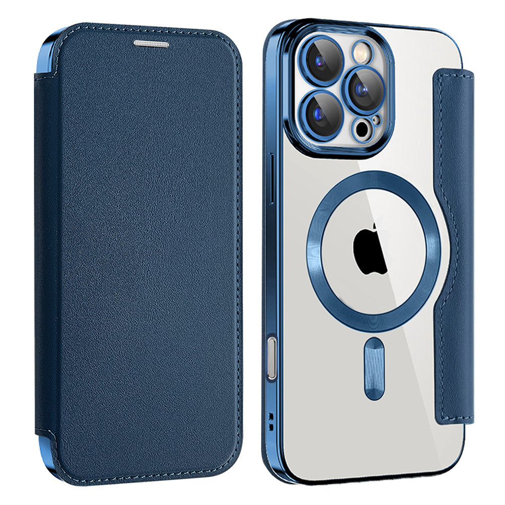 Husa MagSafe pentru Apple iPhone 16 Pro Max, Techsuit, SmartMag Book, Albastra
