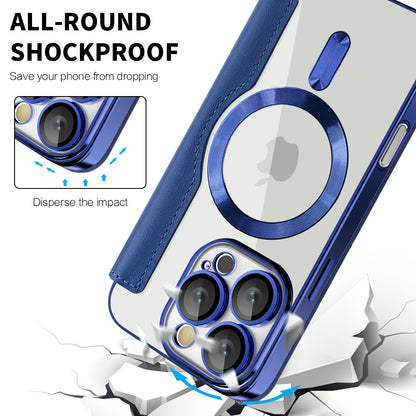 Husa MagSafe pentru Apple iPhone 16 Pro Max, Techsuit, SmartMag Book, Albastra