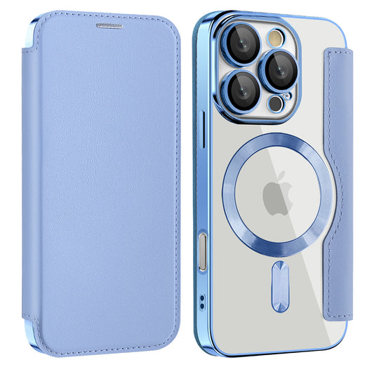 Husa MagSafe pentru Apple iPhone 16 Pro Max, Techsuit, SmartMag Book, Bleu