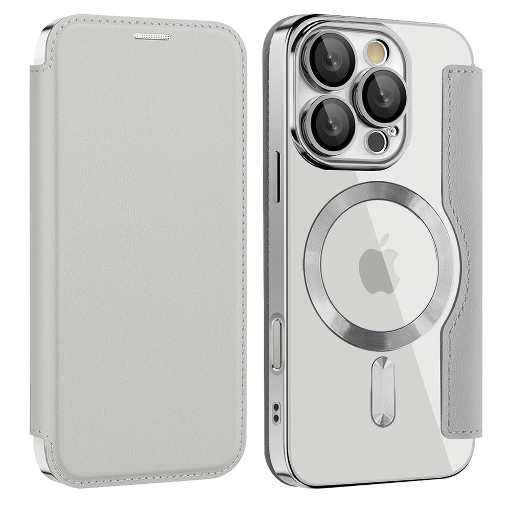 Husa MagSafe pentru Apple iPhone 16 Pro Max, Techsuit, SmartMag Book, Gri