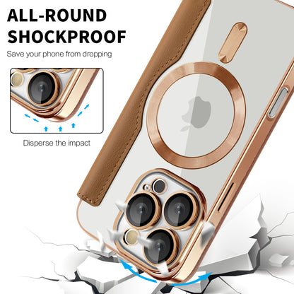 Husa MagSafe pentru Apple iPhone 16 Pro Max, Techsuit, SmartMag Book, Maro
