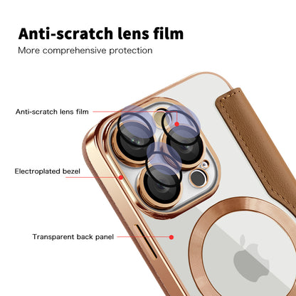 Husa MagSafe pentru Apple iPhone 16 Pro Max, Techsuit, SmartMag Book, Maro