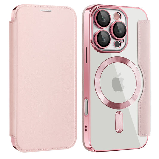 Husa MagSafe pentru Apple iPhone 16 Pro Max, Techsuit, SmartMag Book, Roz