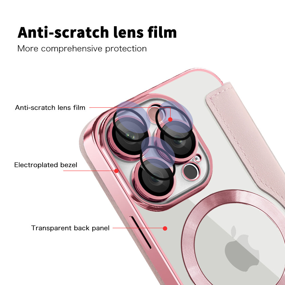 Husa MagSafe pentru Apple iPhone 16 Pro Max, Techsuit, SmartMag Book, Roz