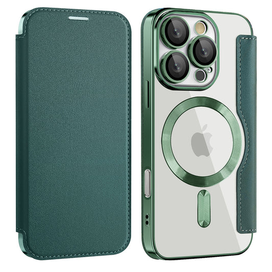 Husa MagSafe pentru Apple iPhone 16 Pro Max, Techsuit, SmartMag Book, Verde