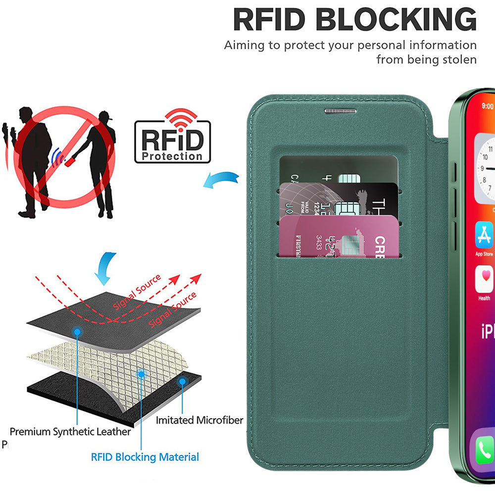 Husa MagSafe pentru Apple iPhone 16 Pro Max, Techsuit, SmartMag Book, Verde