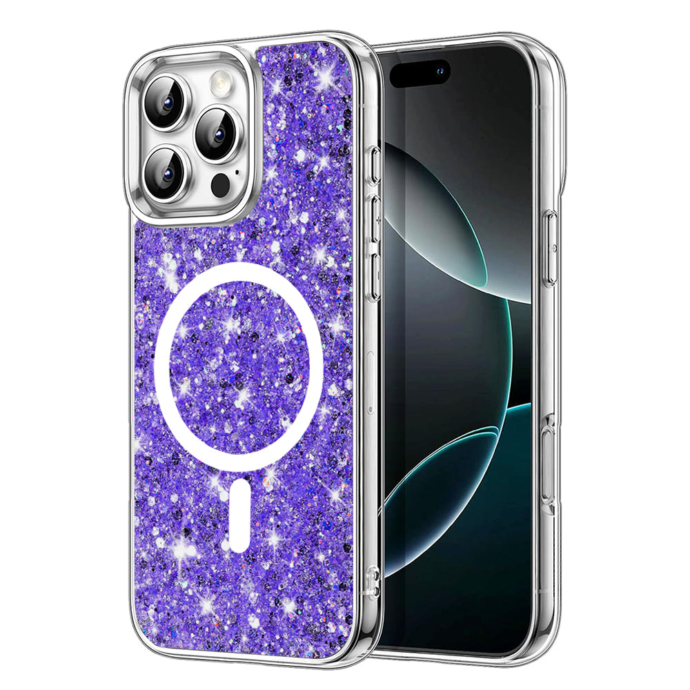 Husa MagSafe pentru Apple iPhone 16 Pro Max, Techsuit, Sparkly Glitter, Mov