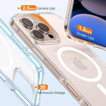 Husa MagSafe pentru Apple iPhone 16 Pro Max, Torras, Diamond, Transparenta
