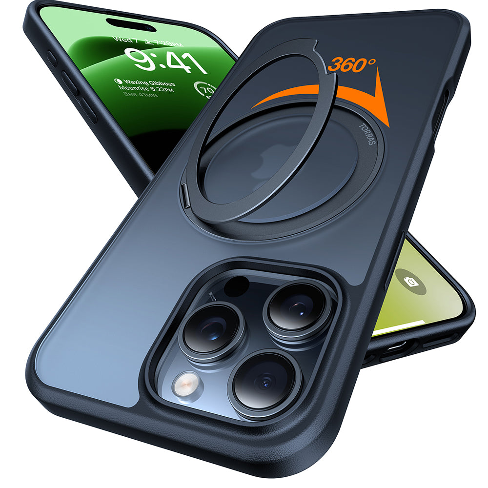 Husa MagSafe pentru Apple iPhone 16 Pro Max, Torras, Ostand Pro, Neagra