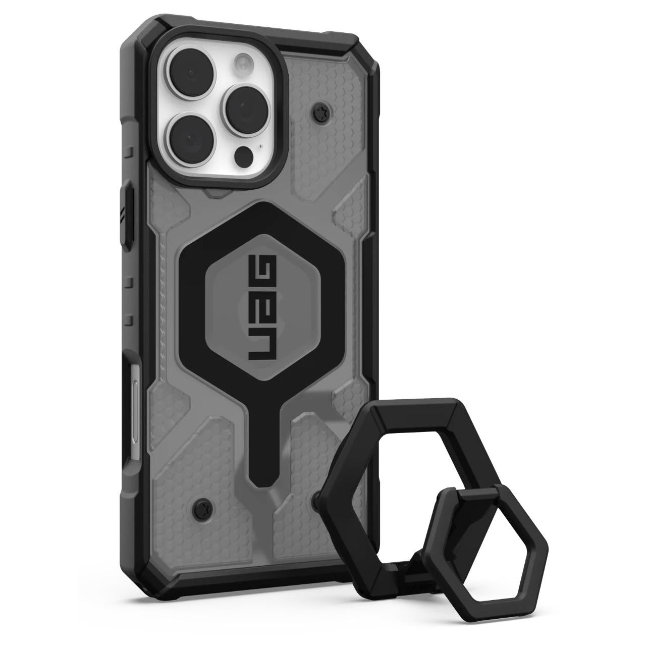 Husa MagSafe pentru Apple iPhone 16 Pro Max, Urban Armor Gear, Pathfinder Clear Bundle, Gri