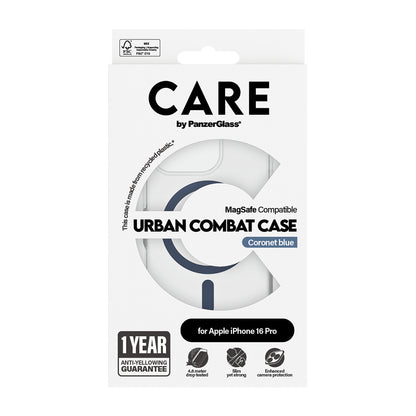 Husa MagSafe pentru Apple iPhone 16 Pro, PanzerGlass, Care Urban Combat, Transparenta Albastra