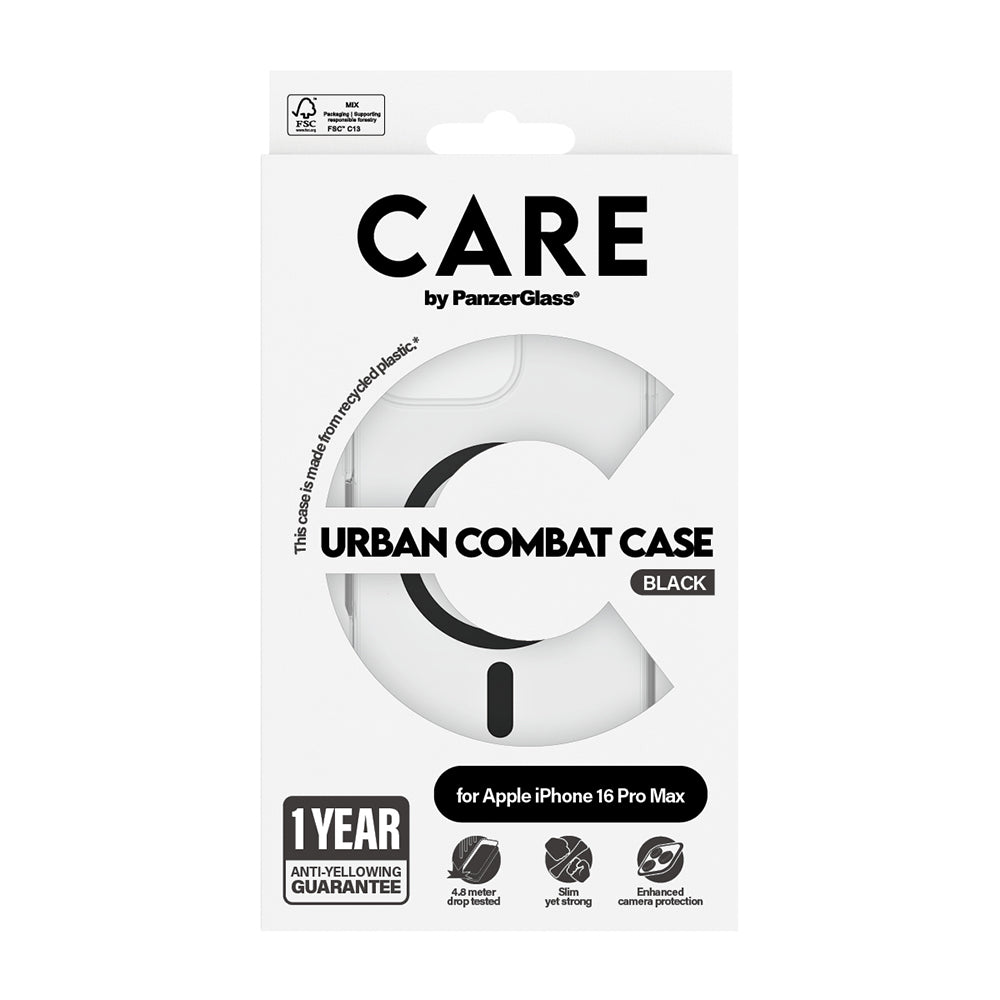 Husa MagSafe pentru Apple iPhone 16 Pro, PanzerGlass, Care Urban Combat, Transparenta Neagra
