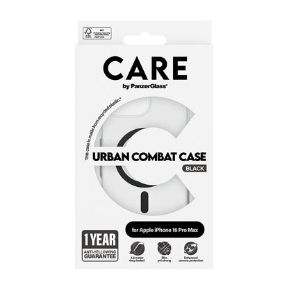 Husa MagSafe pentru Apple iPhone 16 Pro, PanzerGlass, Care Urban Combat, Transparenta Neagra