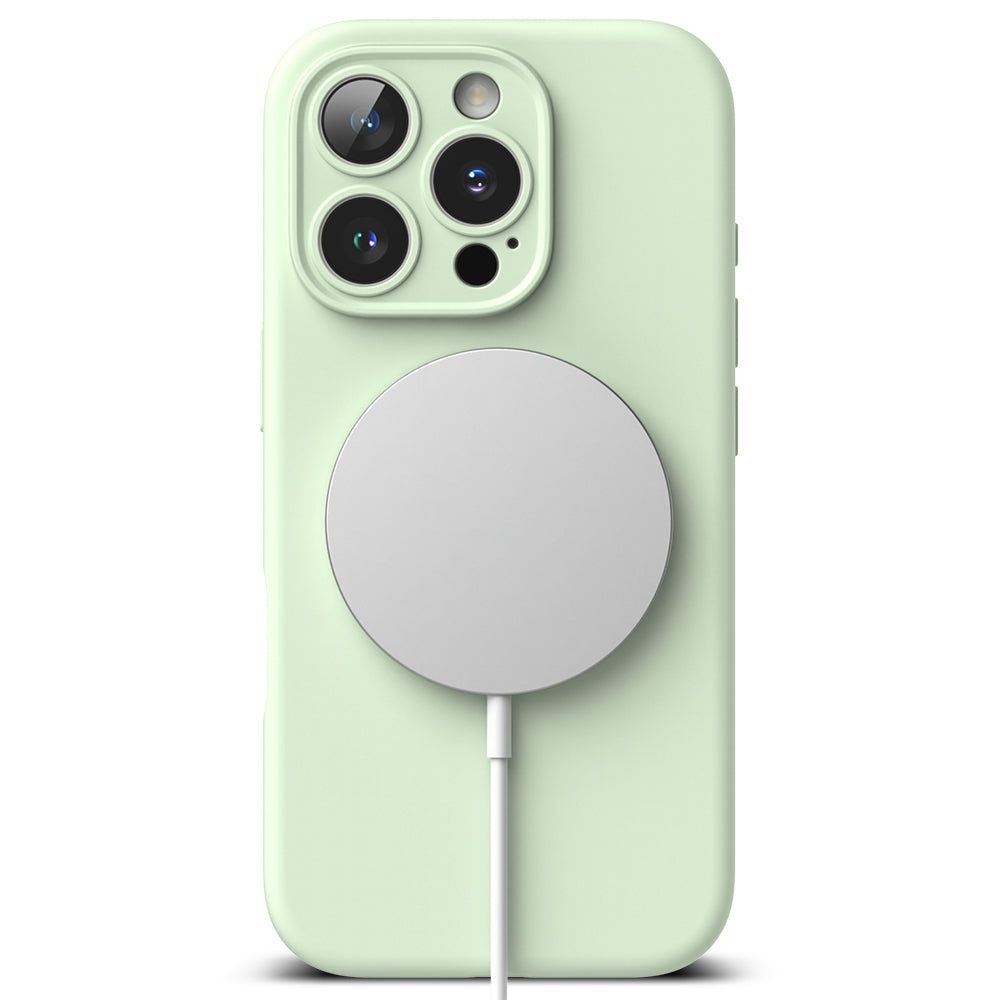 Husa MagSafe pentru Apple iPhone 16 Pro, Ringke, Silicone, Verde Deschis