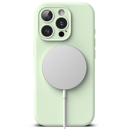 Husa MagSafe pentru Apple iPhone 16 Pro, Ringke, Silicone, Verde Deschis