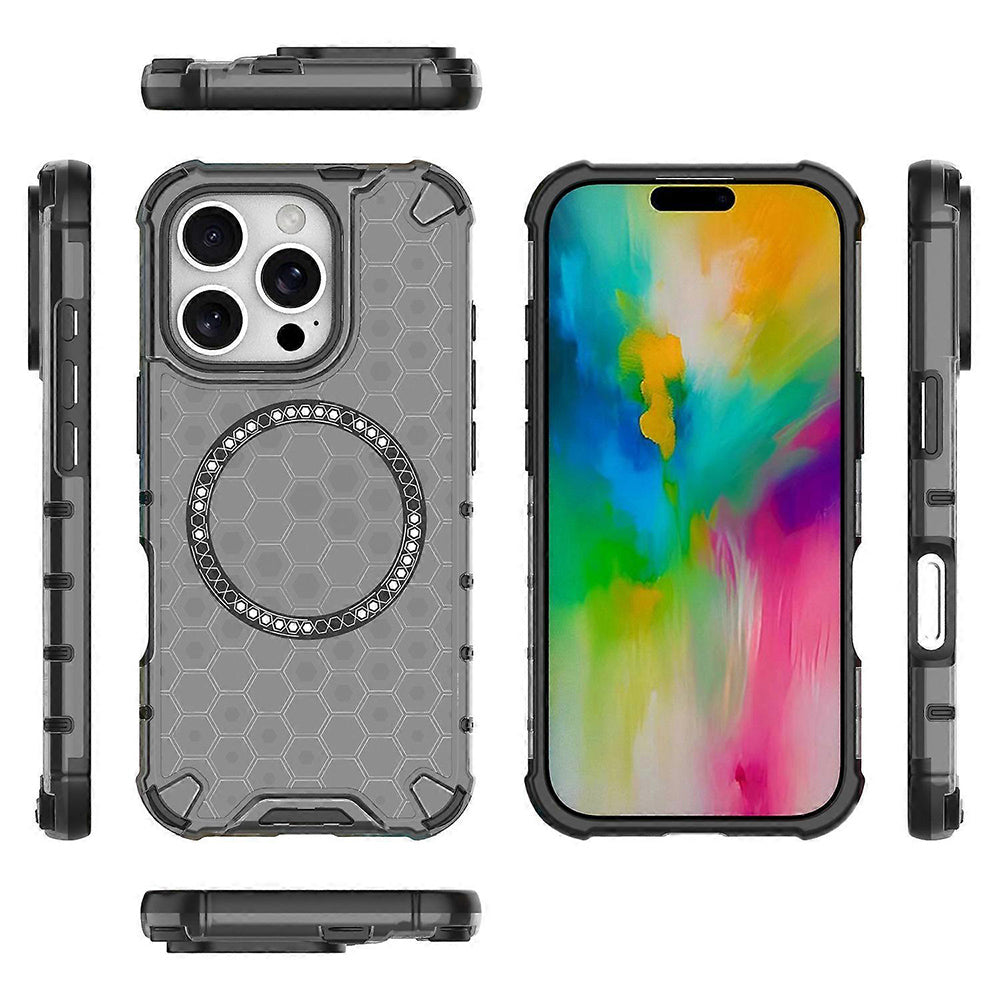 Husa MagSafe pentru Apple iPhone 16 Pro, Techsuit, HoneyComb Shield, Neagra