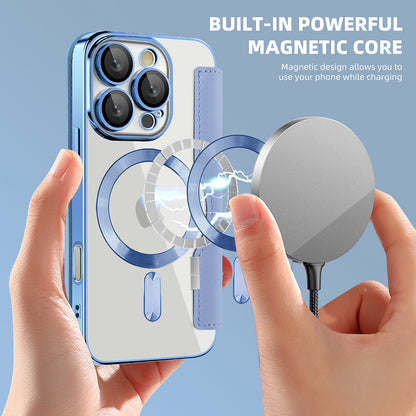 Husa MagSafe pentru Apple iPhone 16 Pro, Techsuit, SmartMag Book, Bleu