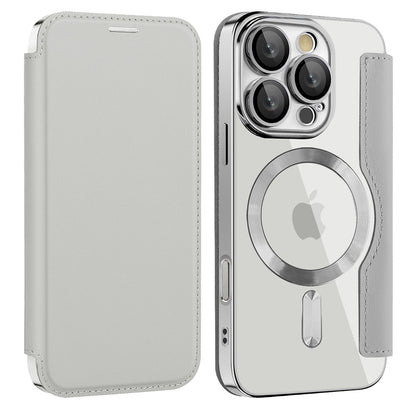 Husa MagSafe pentru Apple iPhone 16 Pro, Techsuit, SmartMag Book, Gri