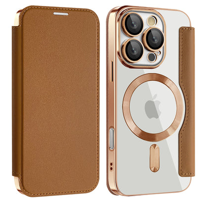 Husa MagSafe pentru Apple iPhone 16 Pro, Techsuit, SmartMag Book, Maro
