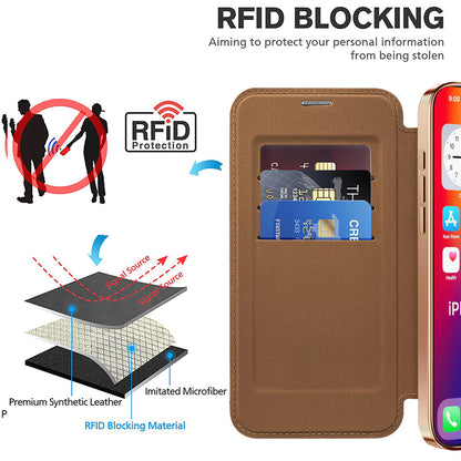 Husa MagSafe pentru Apple iPhone 16 Pro, Techsuit, SmartMag Book, Maro