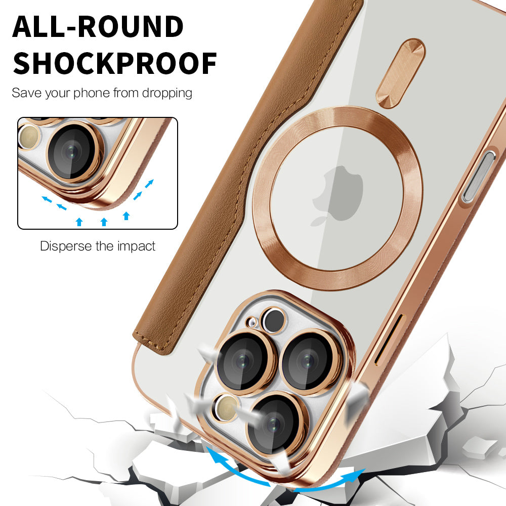 Husa MagSafe pentru Apple iPhone 16 Pro, Techsuit, SmartMag Book, Maro