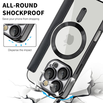 Husa MagSafe pentru Apple iPhone 16 Pro, Techsuit, SmartMag Book, Neagra